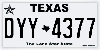 TX license plate DYY4377