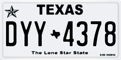 TX license plate DYY4378