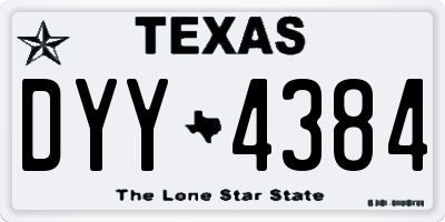 TX license plate DYY4384
