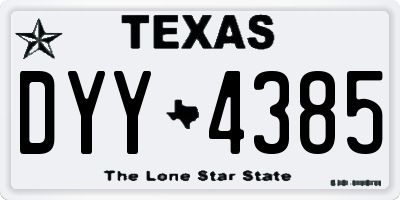 TX license plate DYY4385