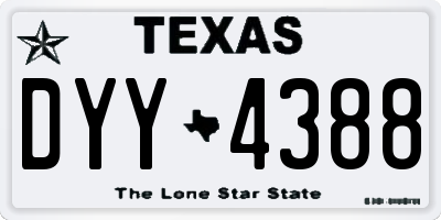 TX license plate DYY4388