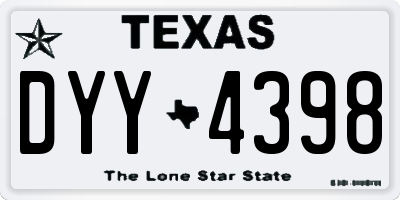TX license plate DYY4398