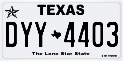 TX license plate DYY4403