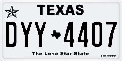 TX license plate DYY4407