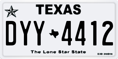 TX license plate DYY4412