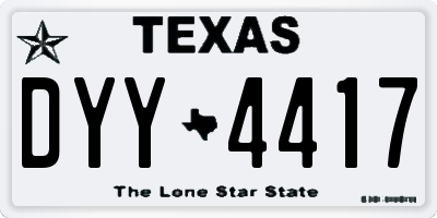 TX license plate DYY4417