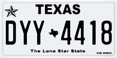 TX license plate DYY4418