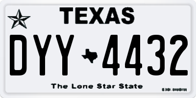 TX license plate DYY4432
