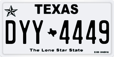 TX license plate DYY4449