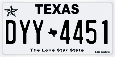 TX license plate DYY4451
