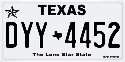 TX license plate DYY4452