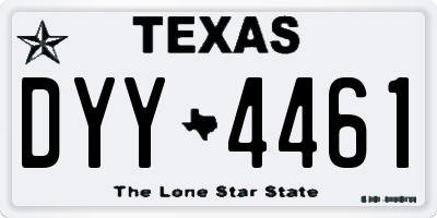 TX license plate DYY4461