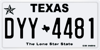 TX license plate DYY4481