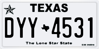 TX license plate DYY4531
