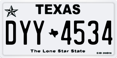 TX license plate DYY4534