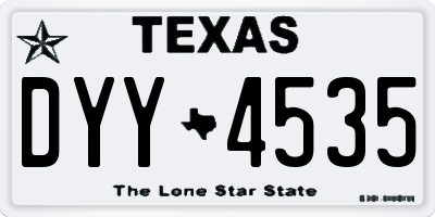 TX license plate DYY4535