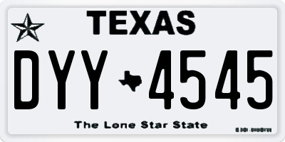 TX license plate DYY4545
