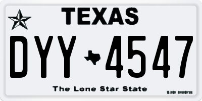 TX license plate DYY4547