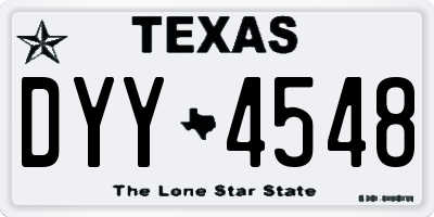 TX license plate DYY4548