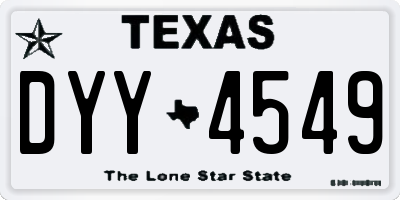 TX license plate DYY4549