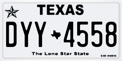TX license plate DYY4558