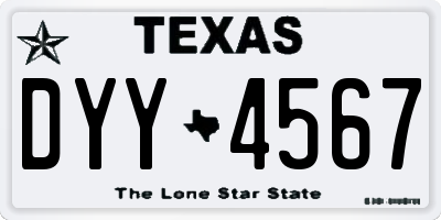 TX license plate DYY4567