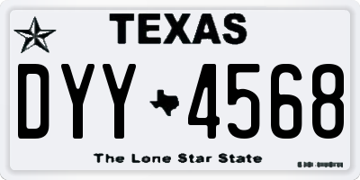 TX license plate DYY4568