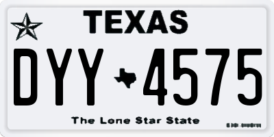 TX license plate DYY4575