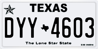 TX license plate DYY4603