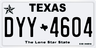 TX license plate DYY4604
