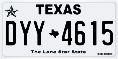 TX license plate DYY4615