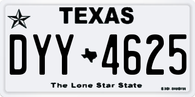 TX license plate DYY4625