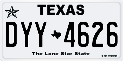 TX license plate DYY4626