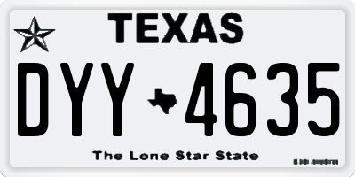 TX license plate DYY4635