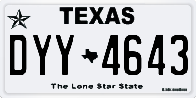 TX license plate DYY4643