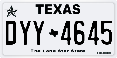 TX license plate DYY4645