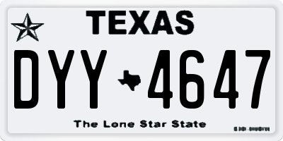 TX license plate DYY4647
