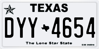 TX license plate DYY4654