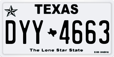 TX license plate DYY4663