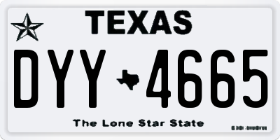 TX license plate DYY4665