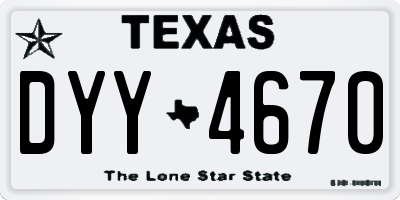 TX license plate DYY4670