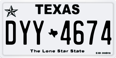 TX license plate DYY4674