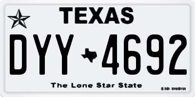 TX license plate DYY4692