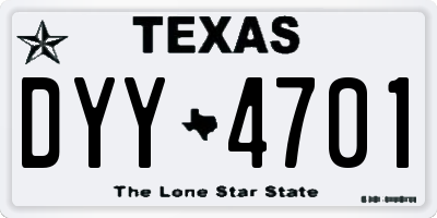 TX license plate DYY4701