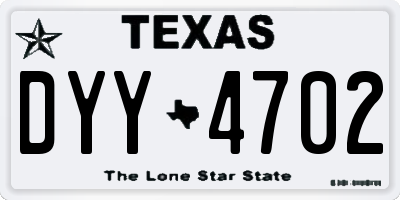 TX license plate DYY4702