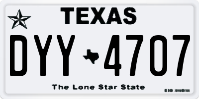 TX license plate DYY4707