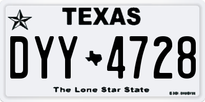 TX license plate DYY4728