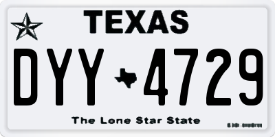TX license plate DYY4729