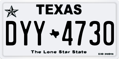 TX license plate DYY4730