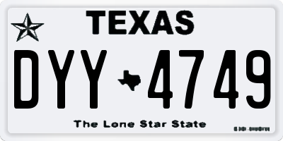 TX license plate DYY4749